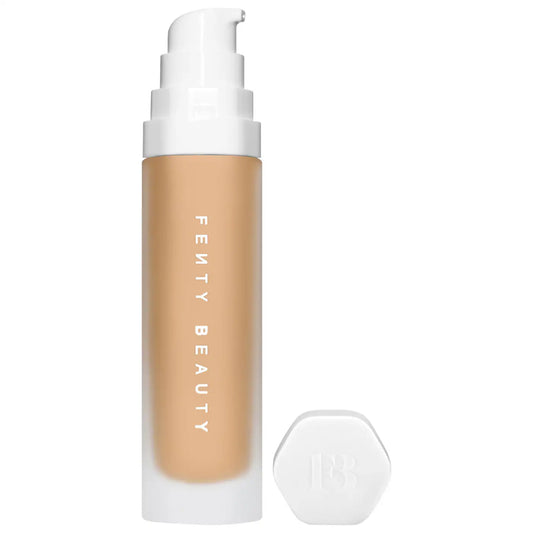 Fenty Beauty Soft’Lit hydrating longwear foundation in various shades, featuring a natural luminous finish.