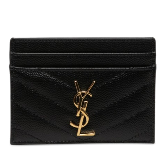 Chevron Grain de Poudre Cassandre Card Holder Black - Lab Luxury Resale