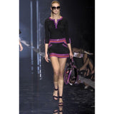 Gucci Black Suede Purple Pink Patent Leather Mod Mini Skirt Runway 2007 Size 38/6-Skirt-LAB