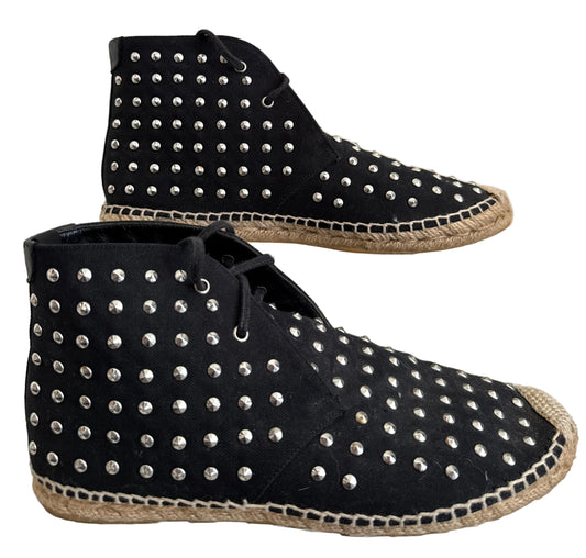Yves Saint Laurent Espadrille Stud Boot in size 37.5, stylish ankle boots with stud details and espadrille-inspired sole.