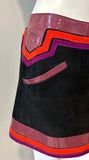 Gucci Black Suede Purple Pink Patent Leather Mod Mini Skirt Runway 2007 Size 38/6-Skirt-LAB