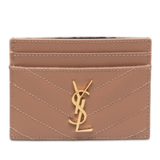 Chevron Grain de Poudre Cassandre Card Holder Brown - Lab Luxury Resale