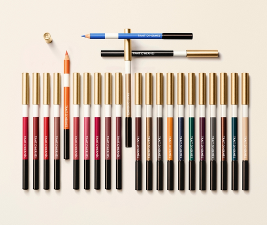 Hermès Trait d’Hermès Colour Lip Pencil in various shades, new in box, featuring sleek packaging and vibrant color options.