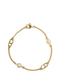 Dior Faux Pearl Chain Bracelet Gold