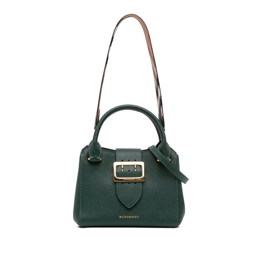 Small Grained Calfskin Buckle Tote Green - Lab Luxury Resale