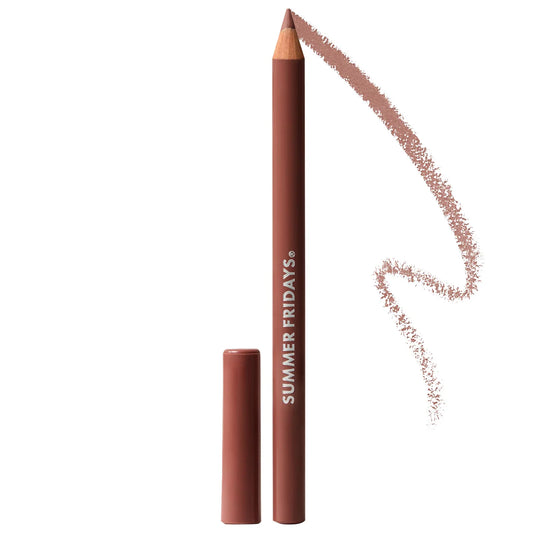 Summer Fridays SoftLine Lip Liner in toffee shade, creamy sculpting lip pencil shown in close-up image.