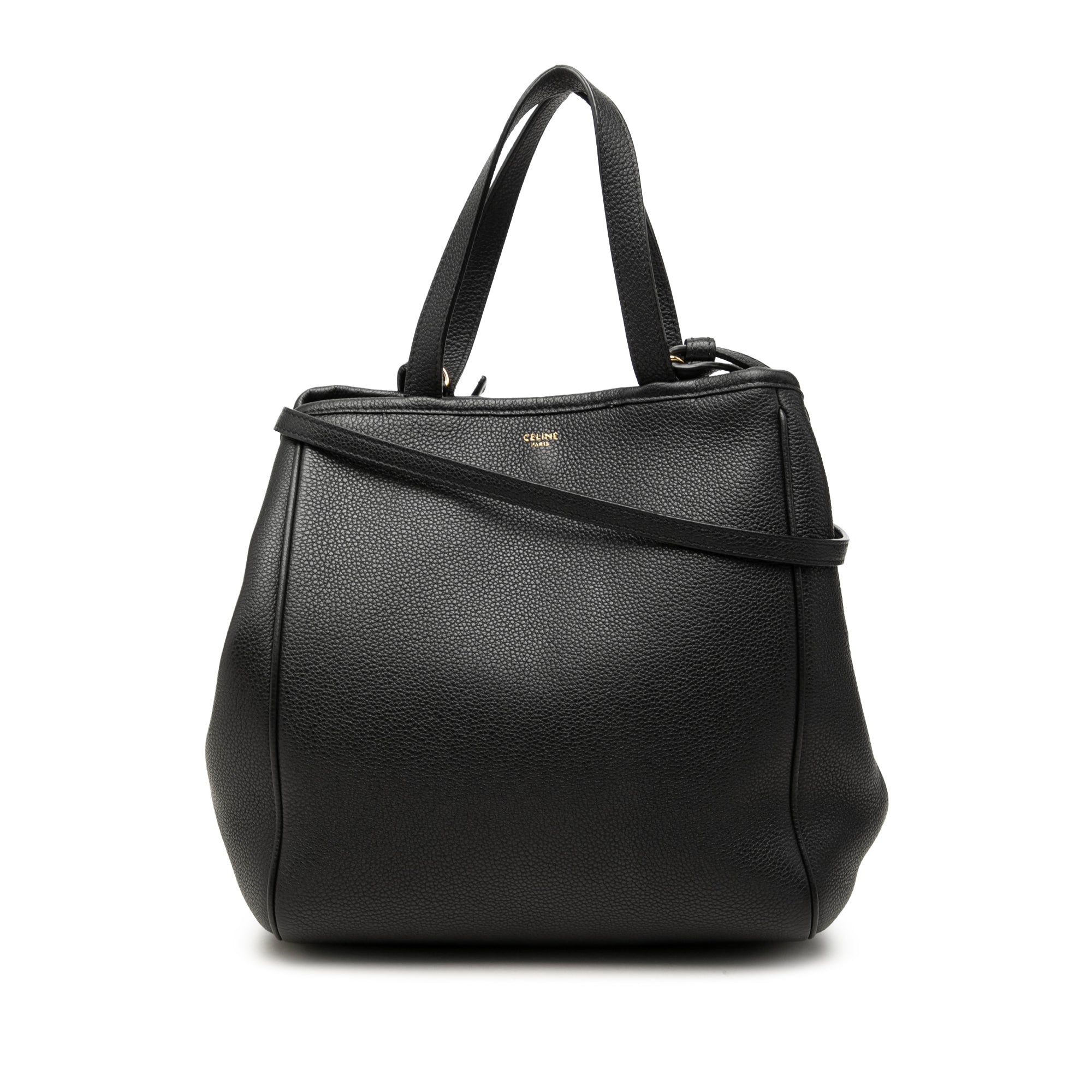 Small Grained Calfskin Folded Cabas Tote Black - Lab Luxury Resale