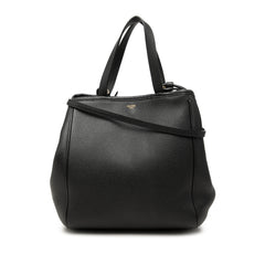 Small Grained Calfskin Folded Cabas Tote Black - Lab Luxury Resale
