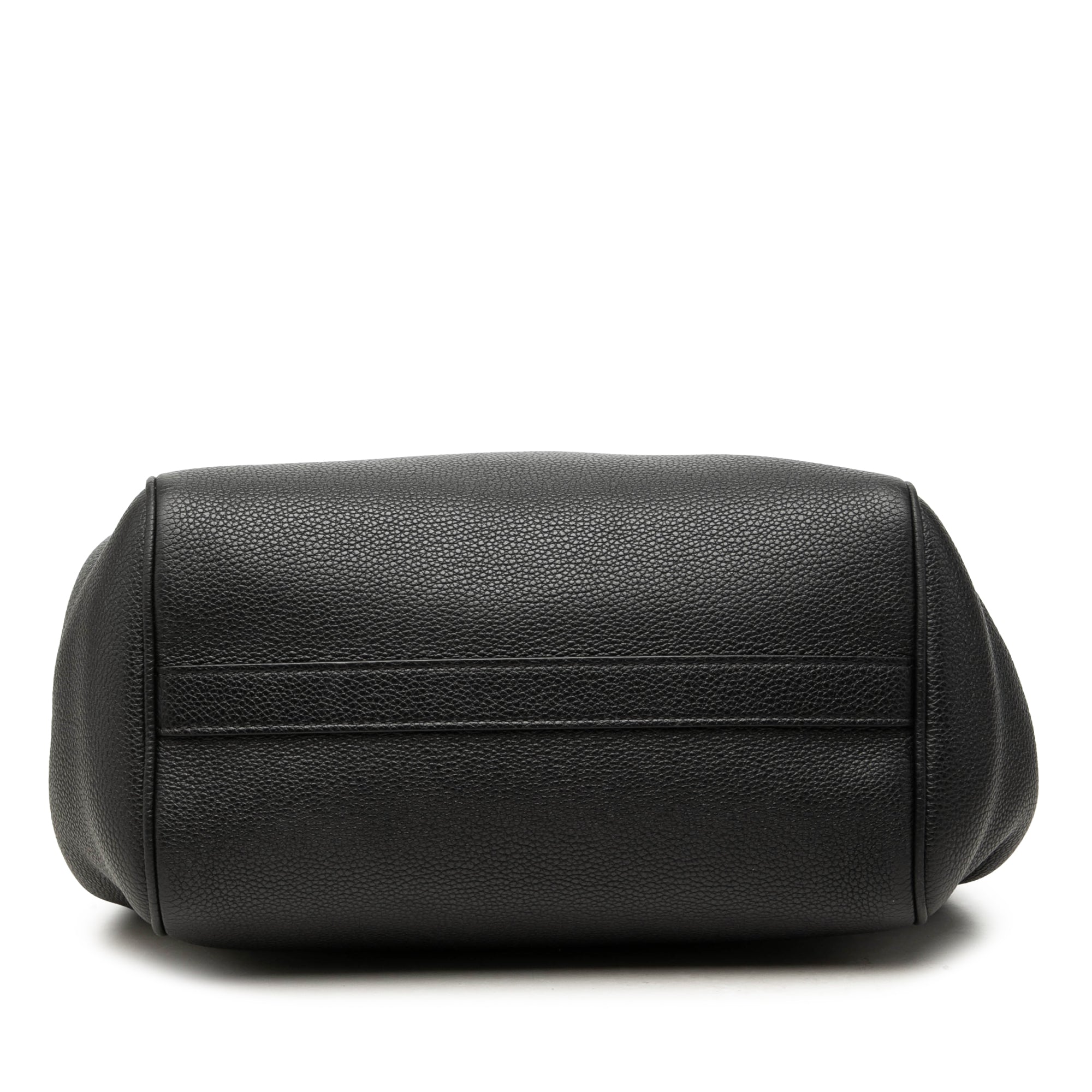 Small Grained Calfskin Folded Cabas Tote Black - Lab Luxury Resale