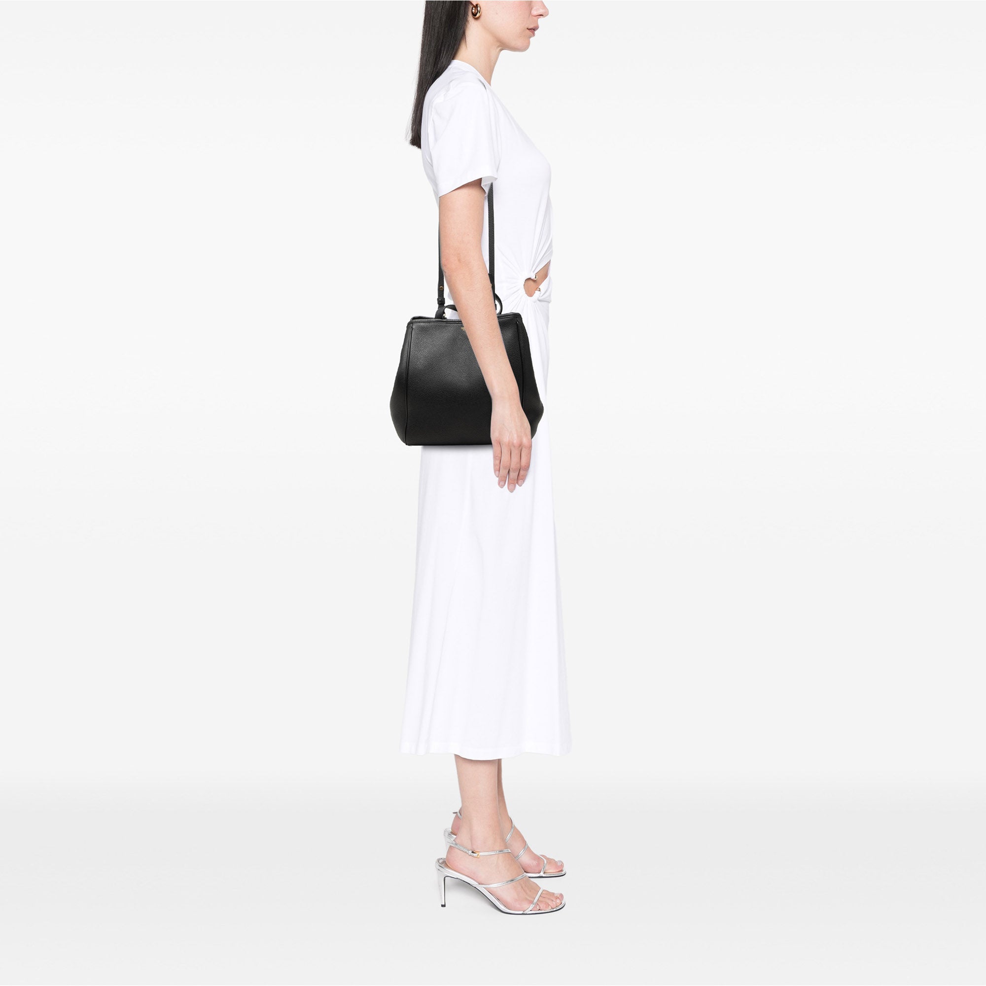 Small Grained Calfskin Folded Cabas Tote Black - Lab Luxury Resale