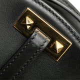 Leather MyRockstud Saddle Shoulder Bag Black - Lab Luxury Resale