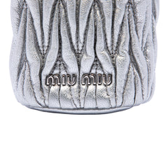 Mini Metallic Matelasse Nappa Crystal Chain Bucket Bag Silver - Lab Luxury Resale