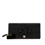 Satin Applique Clutch Black - Lab Luxury Resale