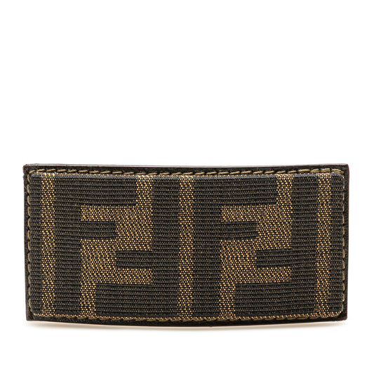 Fendi Zucca canvas barrette hair clip with Fendi logo detailing, stylish accessory for securing hair.