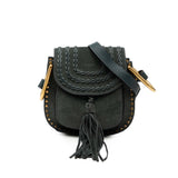Chloé Small Suede Braided Hudson Crossbody Green