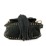 Small Suede Braided Hudson Crossbody Green - Lab Luxury Resale