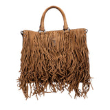 Suede Fringe Satchel Brown - Lab Luxury Resale