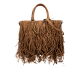 Suede Fringe Satchel Brown - Lab Luxury Resale