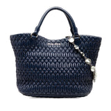 Matelasse Nappa Crystal Satchel Blue - Lab Luxury Resale