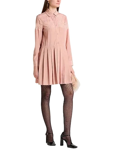 Red Valentino blush shirt dress with long sleeves and button-front, stylish and elegant clothing for women.