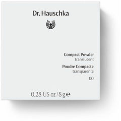 Dr. Hauschka Compact Powder in shade 00, open to show pressed powder with a smooth, natural finish for a beauty makeup look.