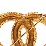 Gold Plated Baroque Embossed CC Logo Brooch Gold - Lab Luxury Resale