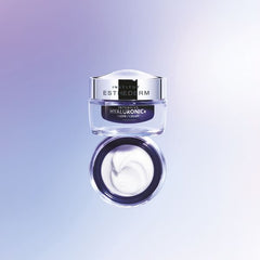 Institut Esthederm Intensive Hyaluronic+ anti-wrinkle smoothing cream in 50ml jar, showing its elegant packaging and cream texture.