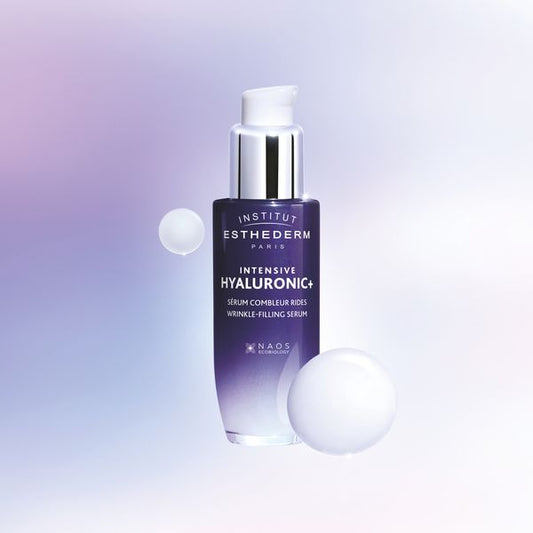 Institut Esthederm Intensive Hyaluronic+ Wrinkle-Filling Serum 30ml bottle with dropper for youthful skin.