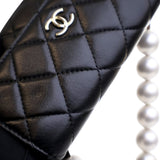 Quilted Lambskin Maxi Pearls Clutch With Chain Black - Lab Luxury Resale