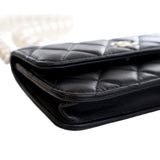 Quilted Lambskin Maxi Pearls Clutch With Chain Black - Lab Luxury Resale