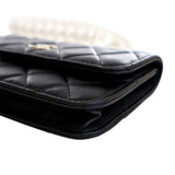 Quilted Lambskin Maxi Pearls Clutch With Chain Black - Lab Luxury Resale