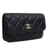 Quilted Lambskin Maxi Pearls Clutch With Chain Black - Lab Luxury Resale