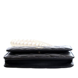 Quilted Lambskin Maxi Pearls Clutch With Chain Black - Lab Luxury Resale