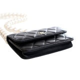 Quilted Lambskin Maxi Pearls Clutch With Chain Black - Lab Luxury Resale