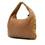 Medium Bicolor Trimmed Nappa Intrecciato Veneta Hobo Brown - Lab Luxury Resale