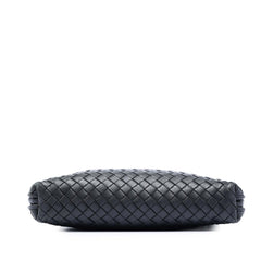 Black Bottega Veneta Nappa Intrecciato Nodini crossbody bag with woven leather design and sleek strap.