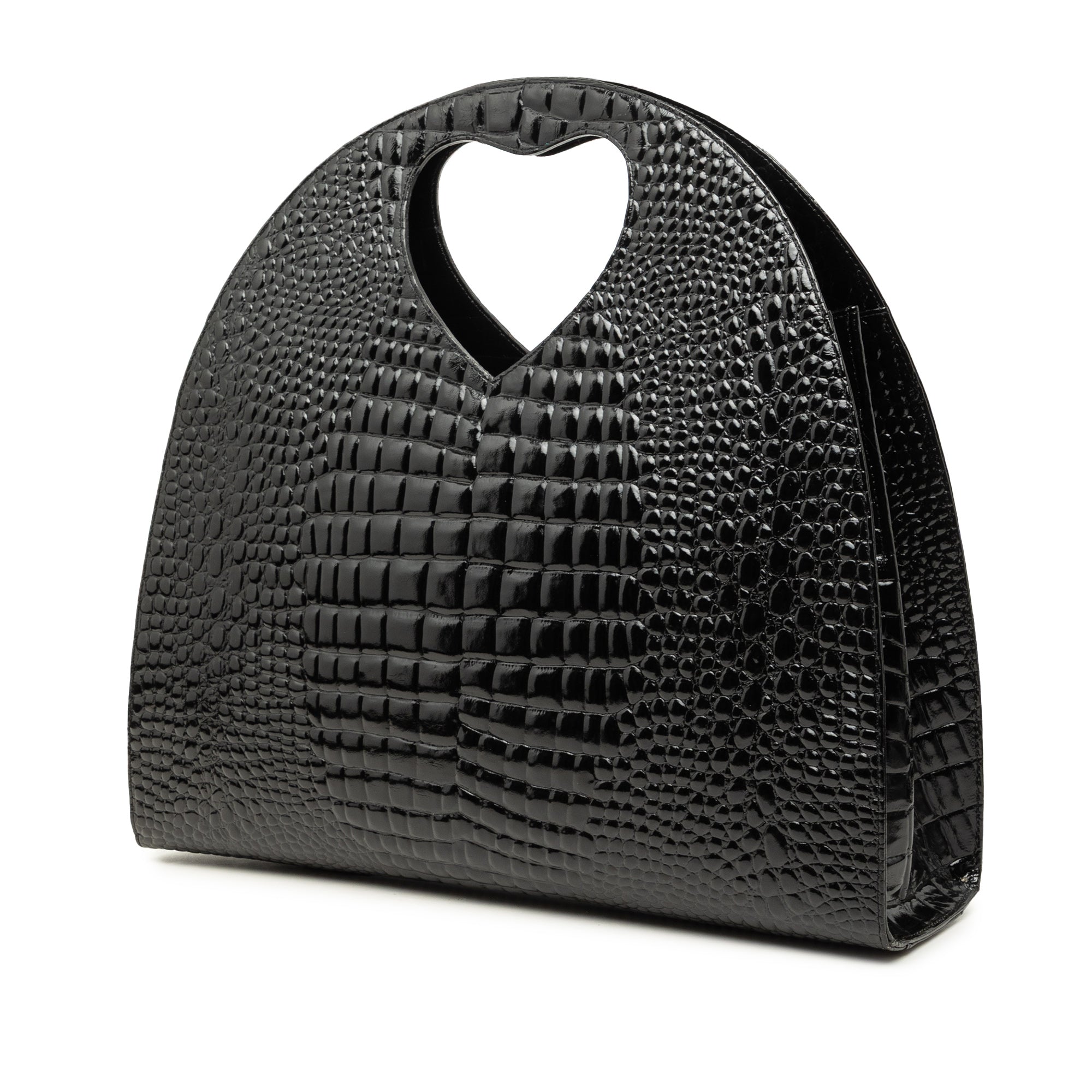 Croc Embossed Patent Handbag Black - Lab Luxury Resale
