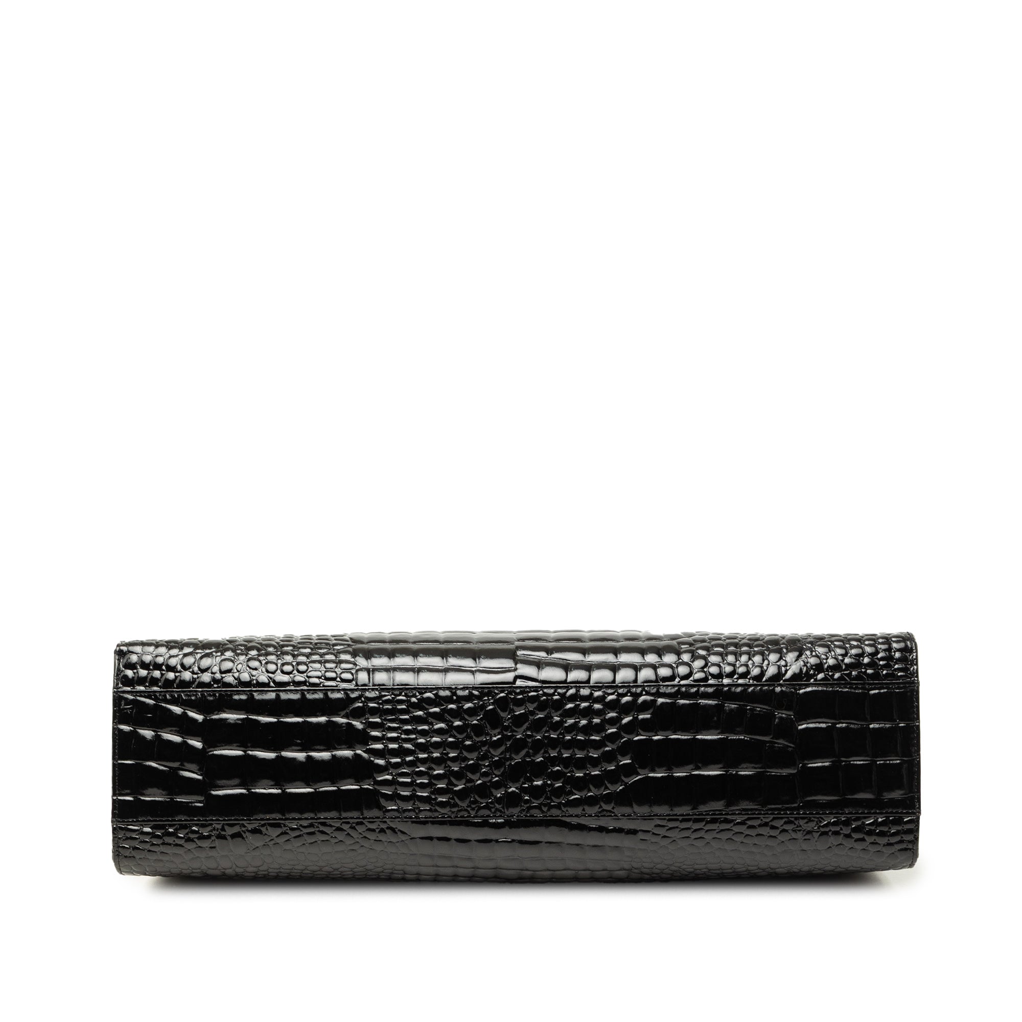 Croc Embossed Patent Handbag Black - Lab Luxury Resale