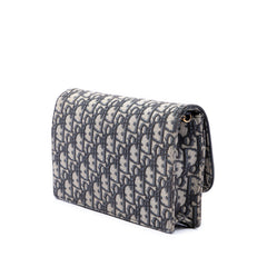 Oblique Canvas Saddle Pouch Wallet on Chain Blue - Lab Luxury Resale