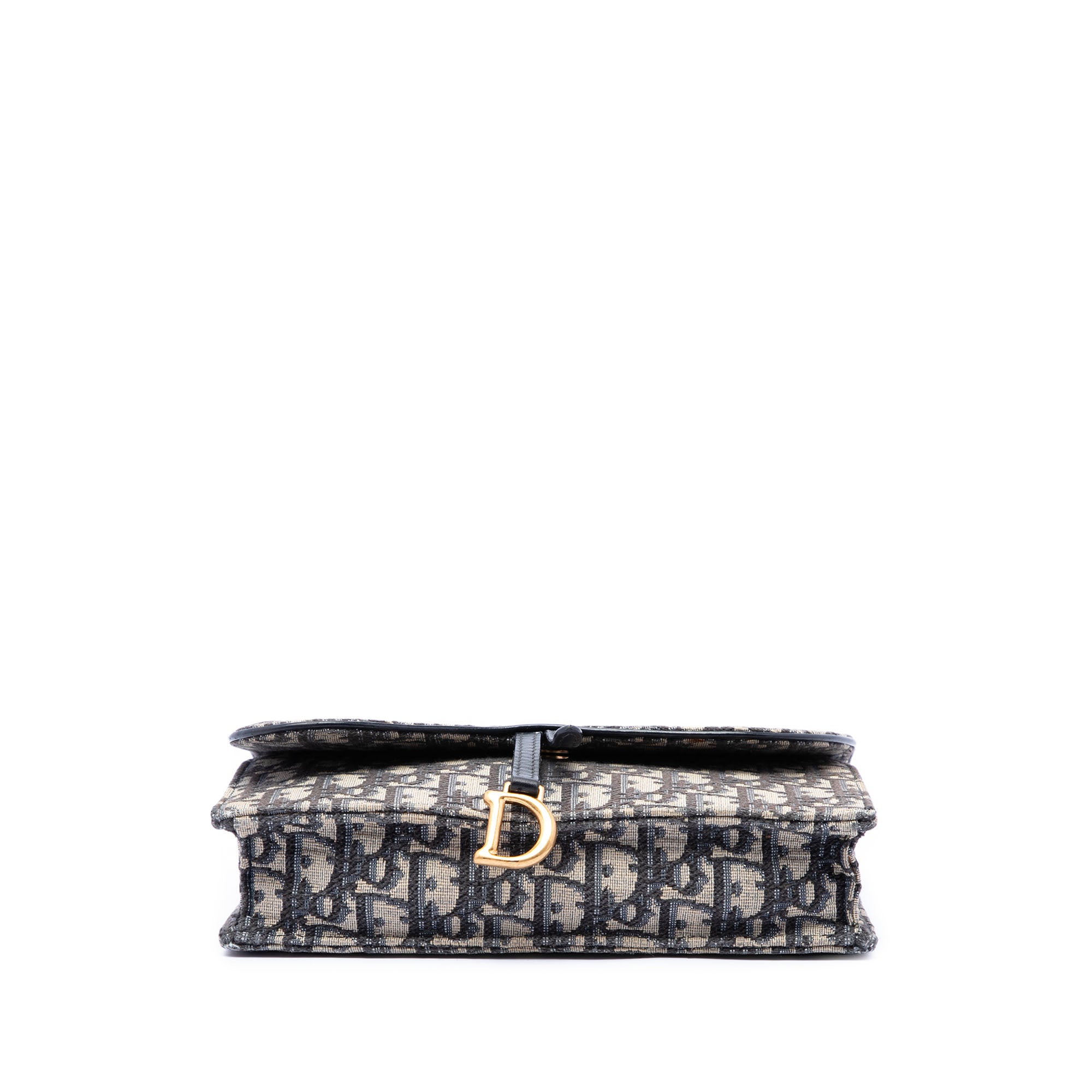 Oblique Canvas Saddle Pouch Wallet on Chain Blue - Lab Luxury Resale