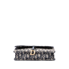 Oblique Canvas Saddle Pouch Wallet on Chain Blue - Lab Luxury Resale
