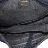 Oblique Denim Embroidered Saddle Bag Blue - Lab Luxury Resale