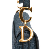 Oblique Denim Embroidered Saddle Bag Blue - Lab Luxury Resale