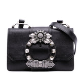Miu Miu Goatskin Madras Soft Calf Crystal Embellished Crossbody