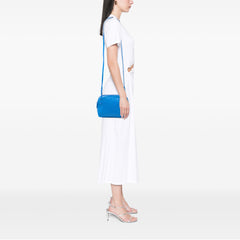 Bottega Veneta Nappa Intrecciato Nodini crossbody bag with woven leather design and adjustable strap.