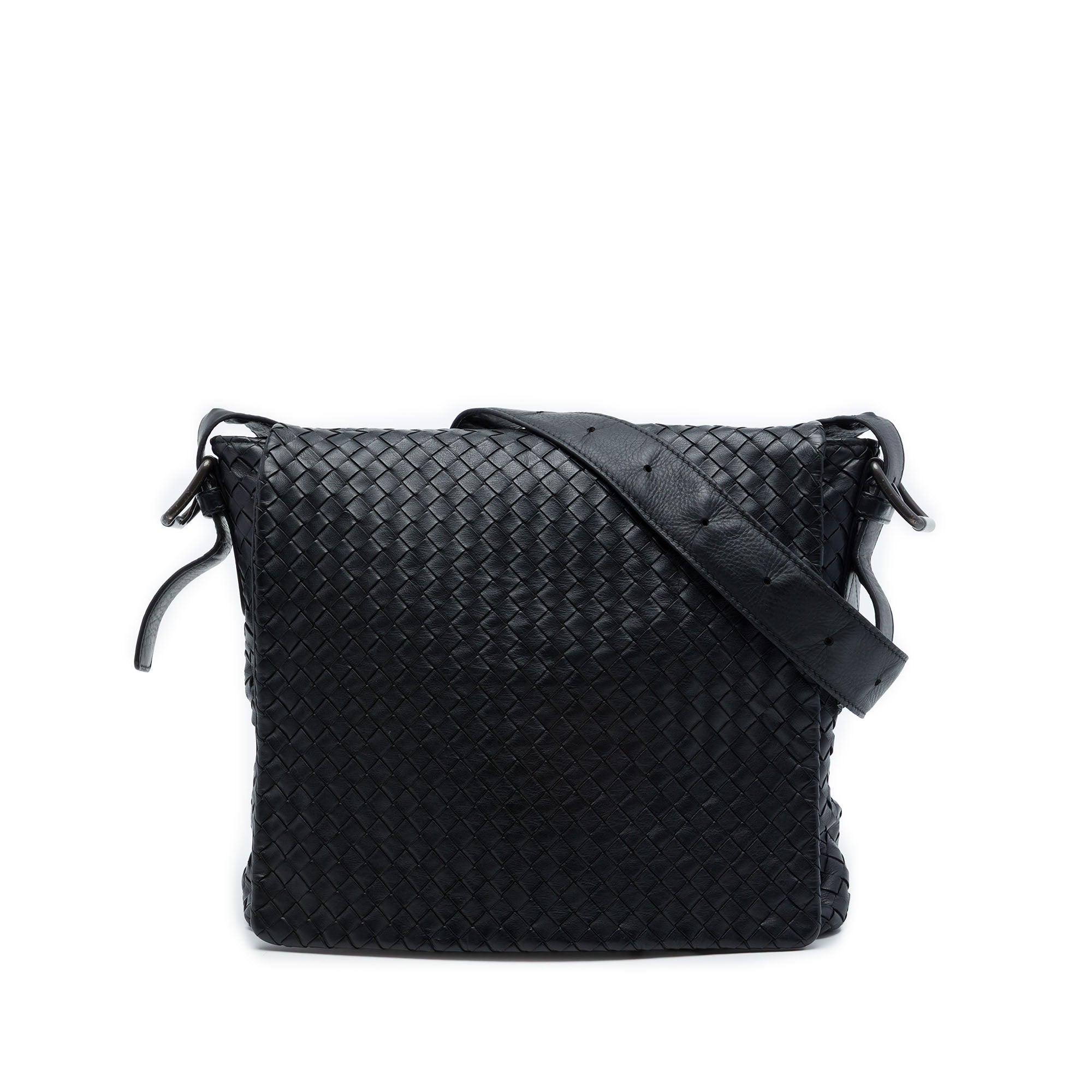 Nappa Intrecciato Messenger Bag Black - Lab Luxury Resale