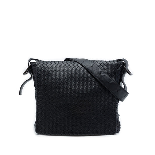 Nappa Intrecciato Messenger Bag Black - Lab Luxury Resale