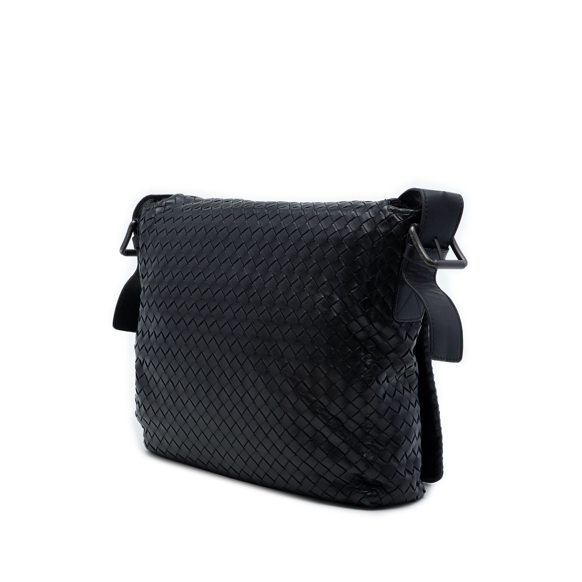 Nappa Intrecciato Messenger Bag Black - Lab Luxury Resale