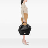 Valentino Leather Braided Stitch Hobo Black