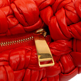 Foulard Intrecciato Calfskin Banana Hobo Red - Lab Luxury Resale